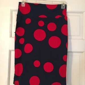 LuLaRoe Cassie size med (10/12) navy w/ red dots